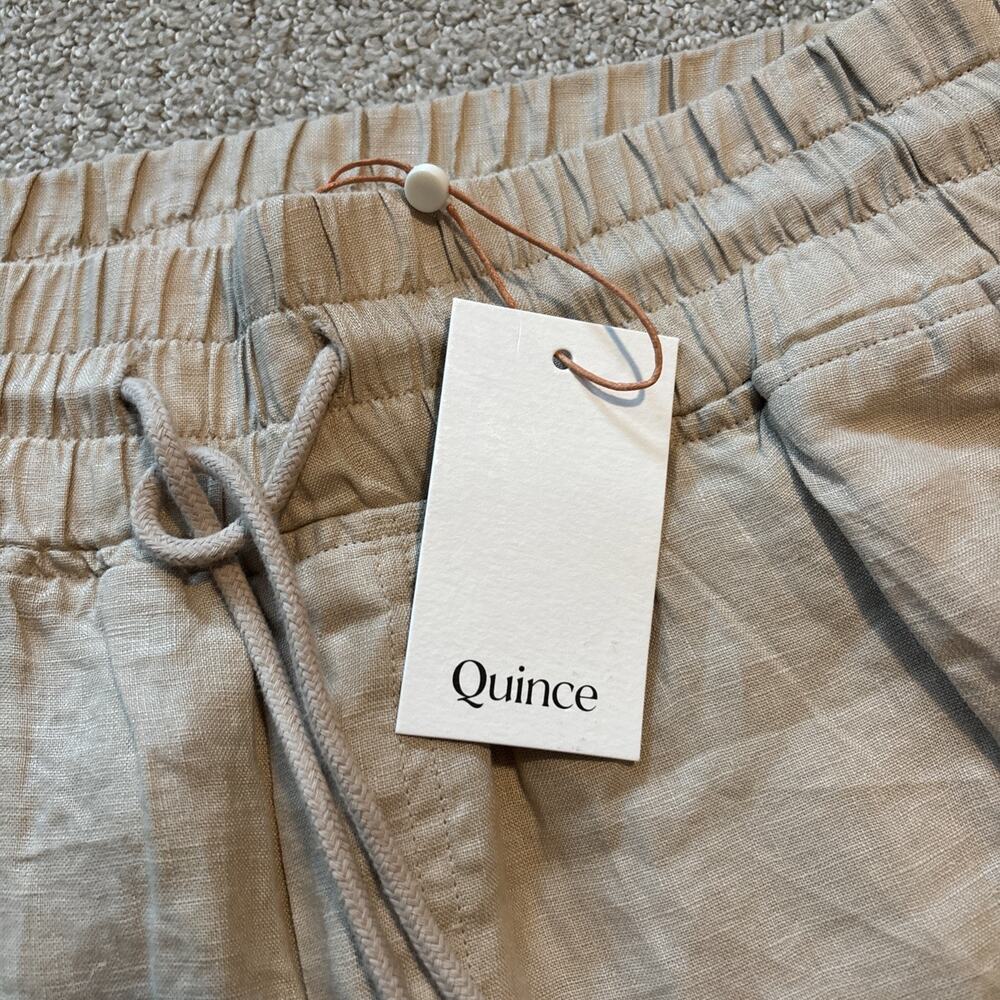 Quince 100% European Linen Wide Leg Pants Driftwood Drawstring Smocked Sz Small - Picture 2 of 10